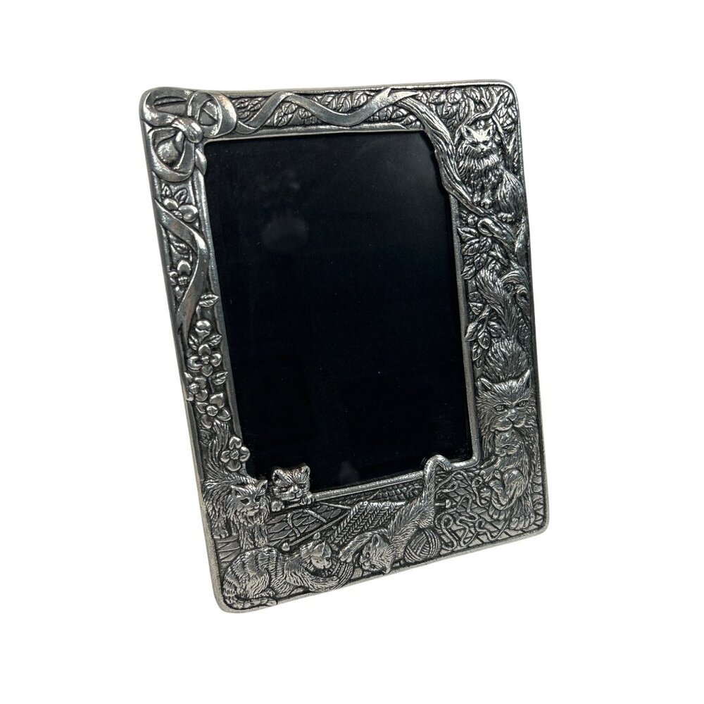 Vintage Arthur Court Pewter Picture Frame Cats Kittens for 4.5x6.5 in